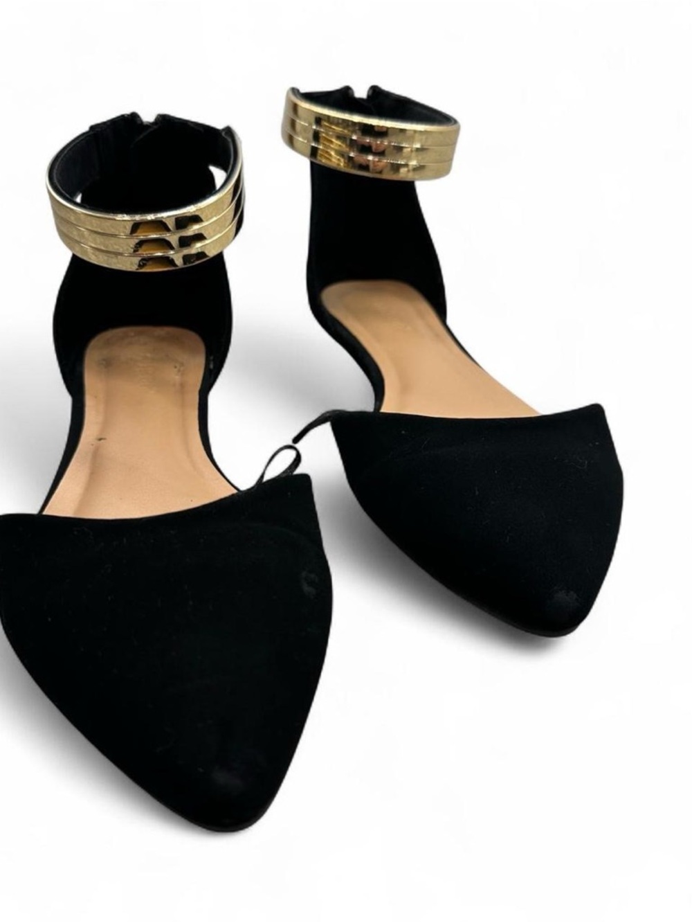 ✨ Chic Black Ankle Strap Flats with Gold Cuff – Size 9 ✨ - Picture 6 of 7